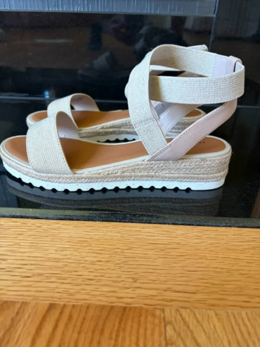 Lucky Brand LK-Thimba Wedge Sandals 8.5 Natural Smoke/Grey